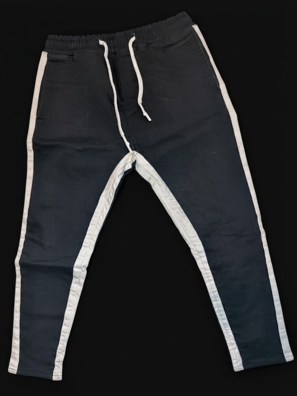 Zara Black Joggers with White Side Stripes
